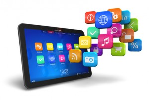 Tablet PC with cloud of application icons Tablet © Scanrail - Fotolia.com