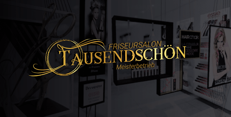 Friseur Salon Logo mit Schwung Haare Tausendschön