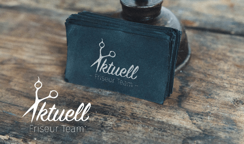 Logo-Design mit Schere Aktuell Friseur Team