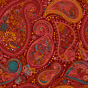 Paisley vintage floral motif ethnic seamless background.