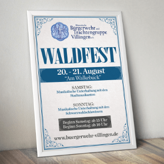 waldfest plakat design flyer blau