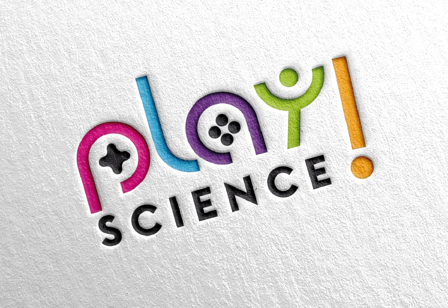 game logo wortmarkre play science