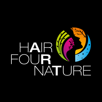 Schwungvolles Friseur Logo Hair Four Nature