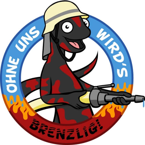 Ohne uns wirds brenzlig Feuerwehr Maskottchen Design