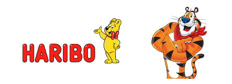 Maskottchen Design Beispiele Haribo Goldbär Tony Tiger Kellogg's