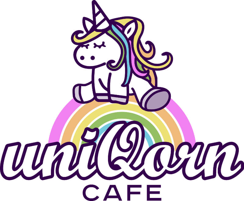 uniqorn café logo design einhorn