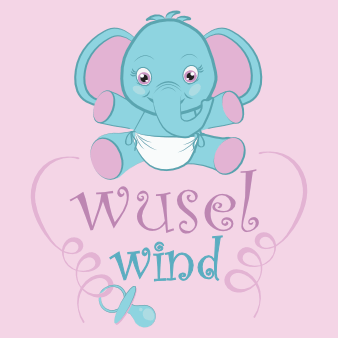 elefant logo design bunt maskottchen wuselwind schnuller niedlich