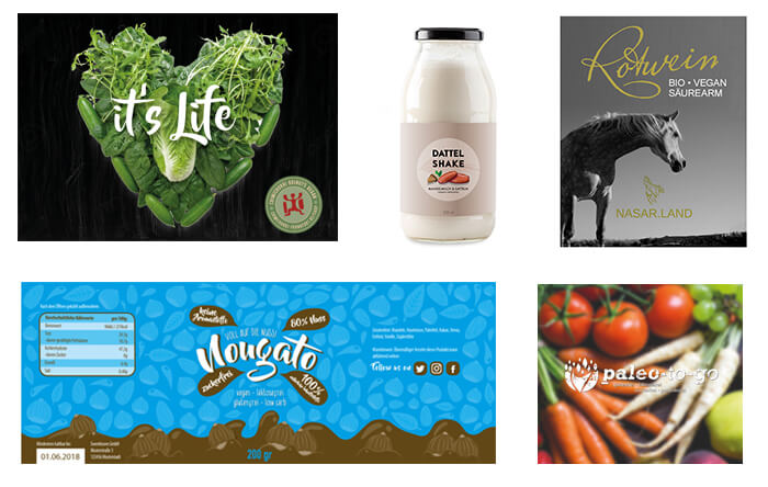 veganes Verpackungsdesign vegetarische Logos