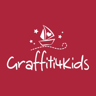 Rotes Logo Design Graffiti4Kids verspielt