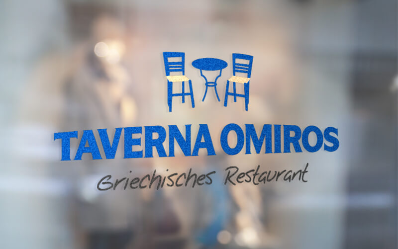 Taverna Omiros Logo Design Blau 596197