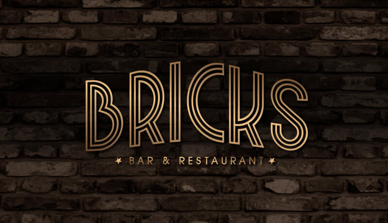 goldenes Logo Wortmarke Bricks Restaurant