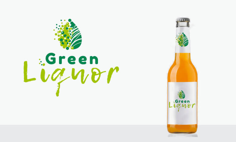 Natur Logo Illustriert Schnaps Likör Green Liquour