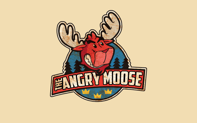 Emblem Design Angry Moose Foodtruck Illustration bunt