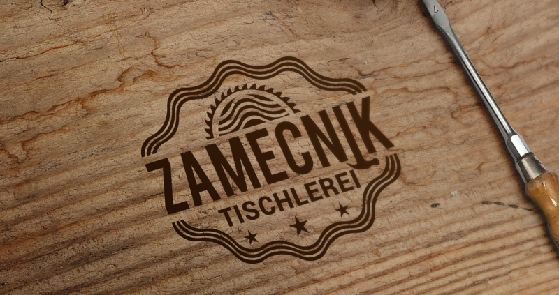 Tischler Logo Zamecnik Holzoptik Tischlerei