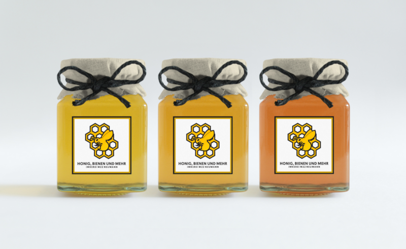 Honig-Bienen-und-mehr-Gelbes-Design-Logo