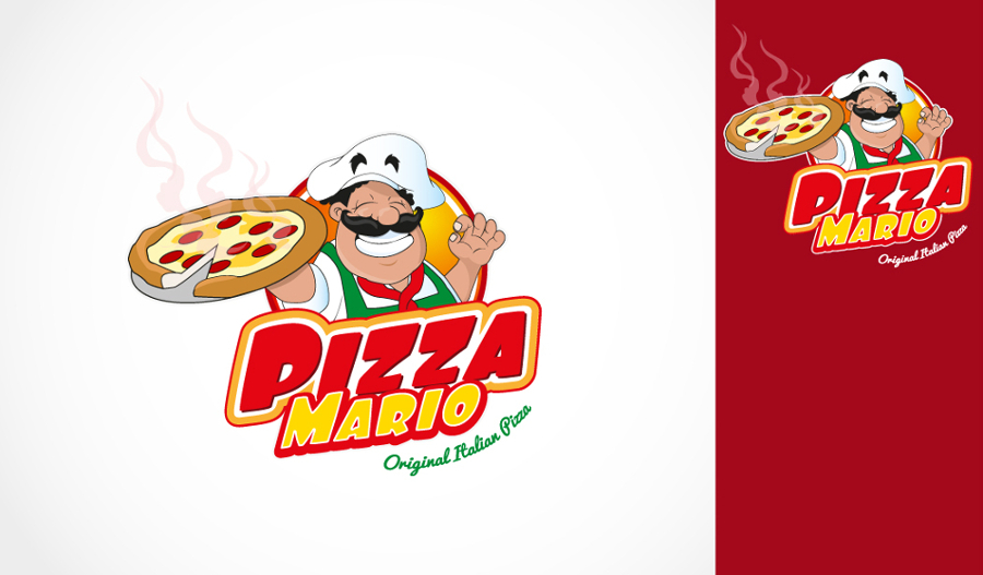 Pizza Logo für Premium Pizza Lieferservice Pizza Mario