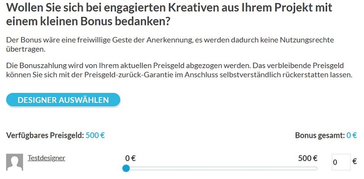 Wie kann ich einem Designer eine freiwillige Bonuszahlung zukommen lassen? » designenlassen.de