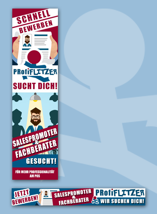 2 Stellenanzeigenbanner für Personaldienstleister zur Werbung auf Promotion-Jobplattform