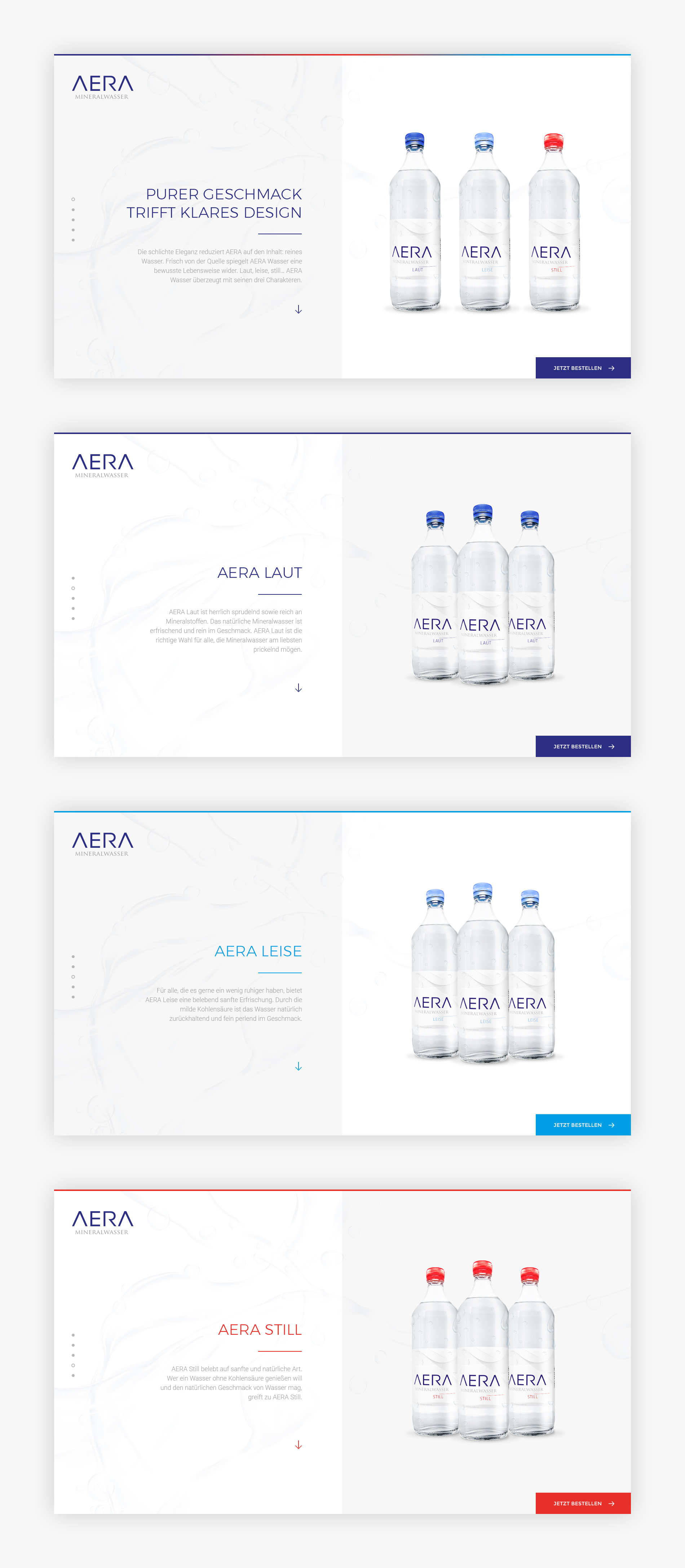 Schlichtes Website-Design für Mineralwasser