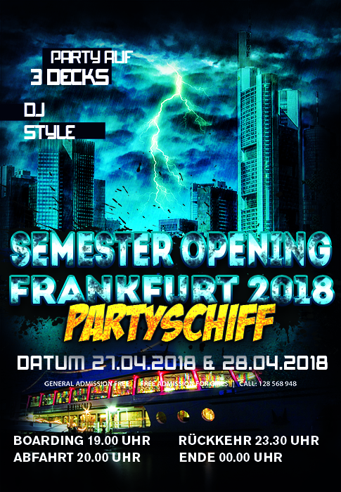 Plakat-Design für Semester Opening 2018 Frankfurt - Partyschiff