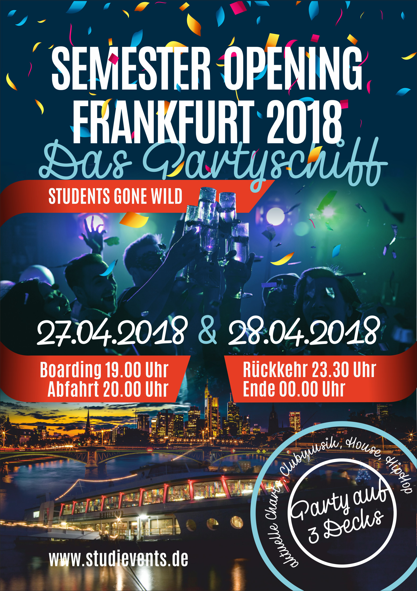 Plakat-Design für Semester Opening 2018 Frankfurt - Partyschiff