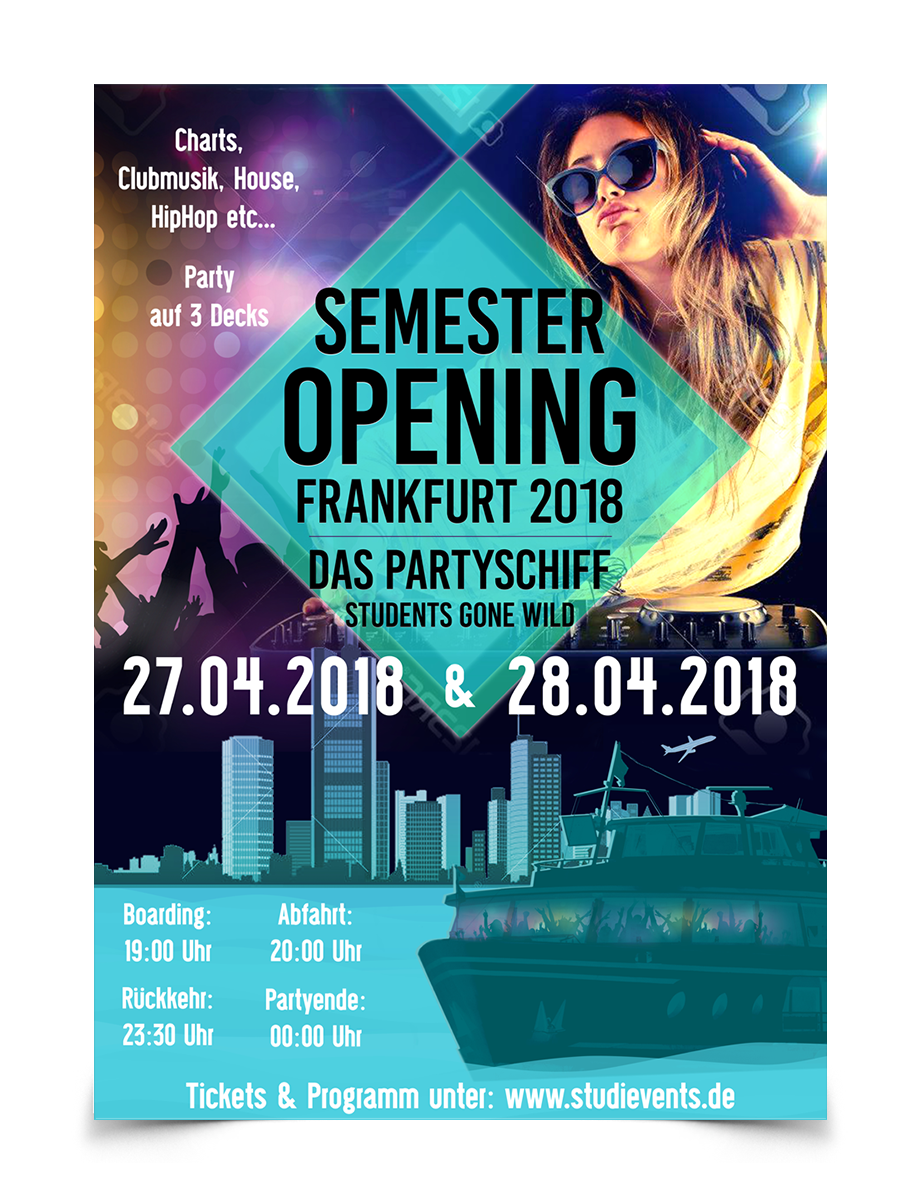 Plakat-Design für Semester Opening 2018 Frankfurt - Partyschiff