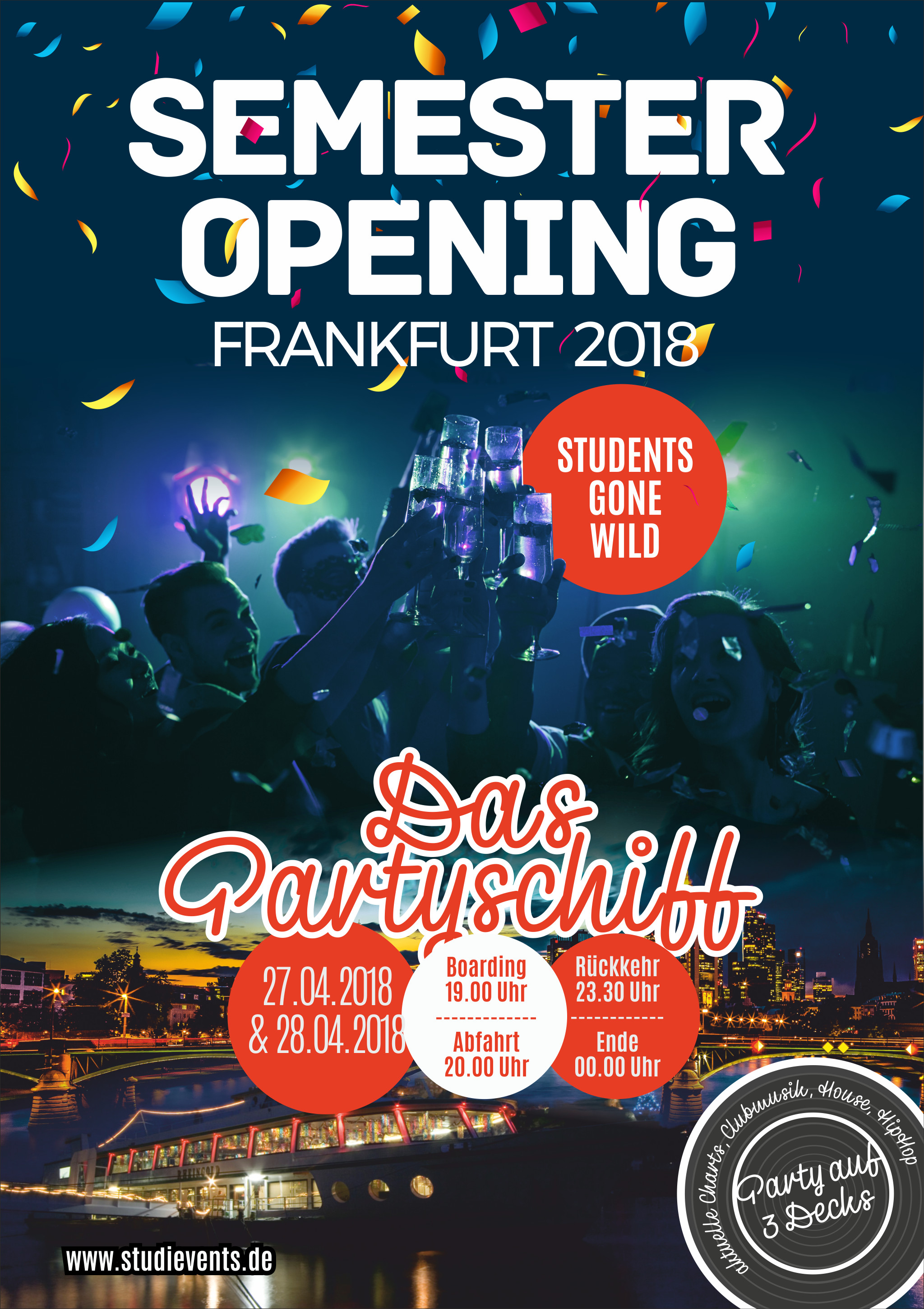 Plakat-Design für Semester Opening 2018 Frankfurt - Partyschiff