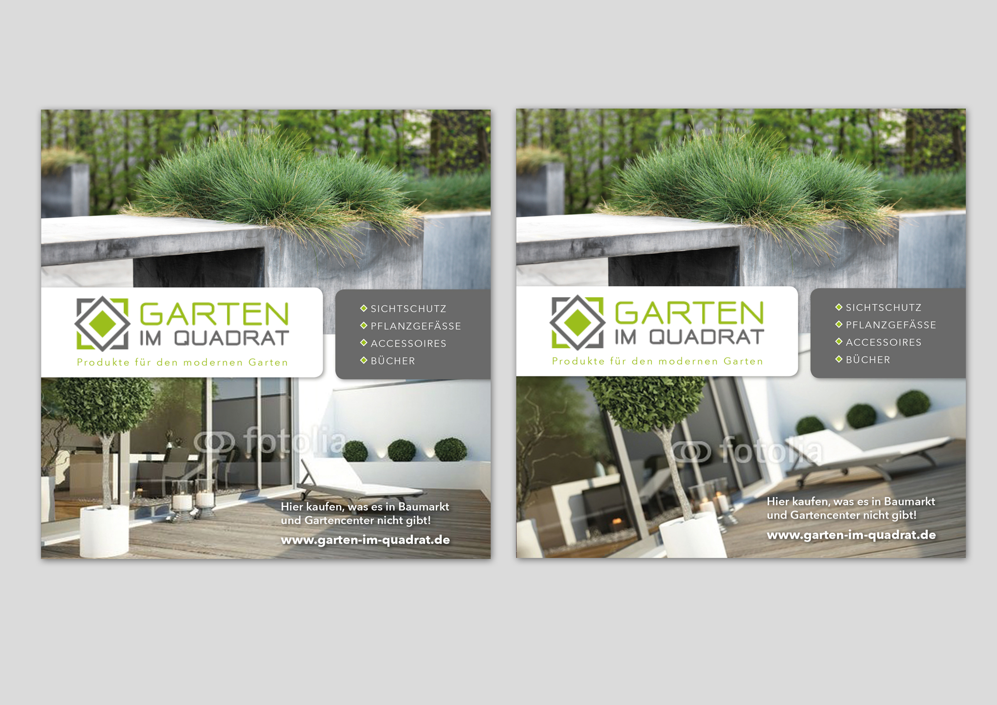 Flyer für Online-Shop mit modernen Gartenprodukten - puristisch und hochwertig