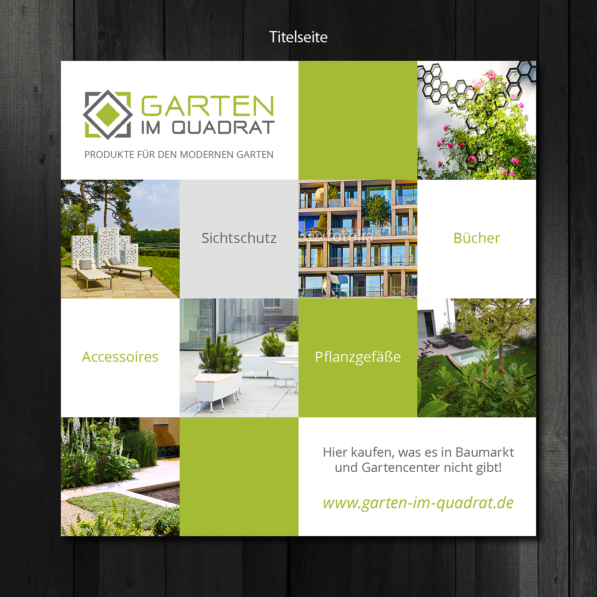 Flyer für Online-Shop mit modernen Gartenprodukten - puristisch und hochwertig