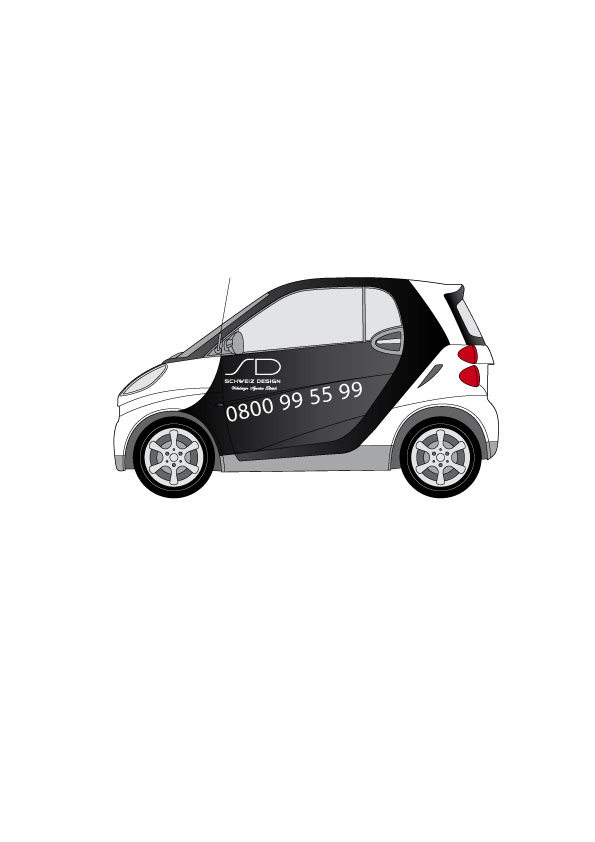 Autobeschriftung für Firmenauto Smart