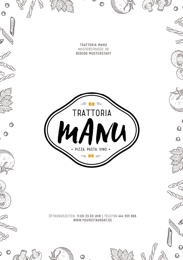 Speisekarten-Design für Trattoria