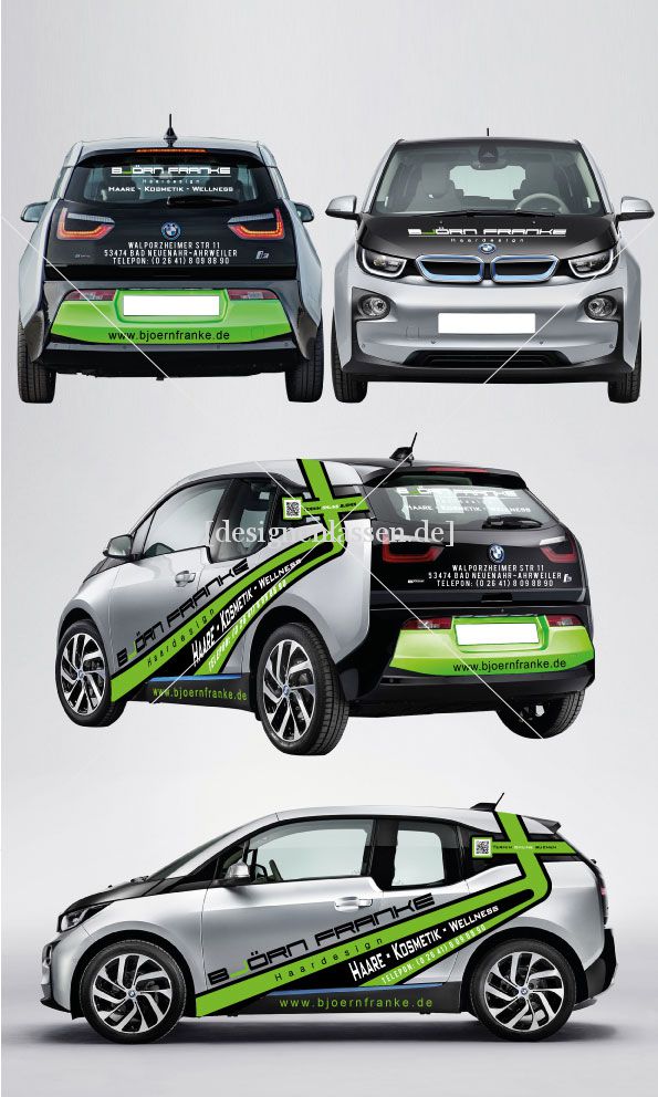 BMW i3 Autobeschriftung für Friseur Björn Franke Haardesign