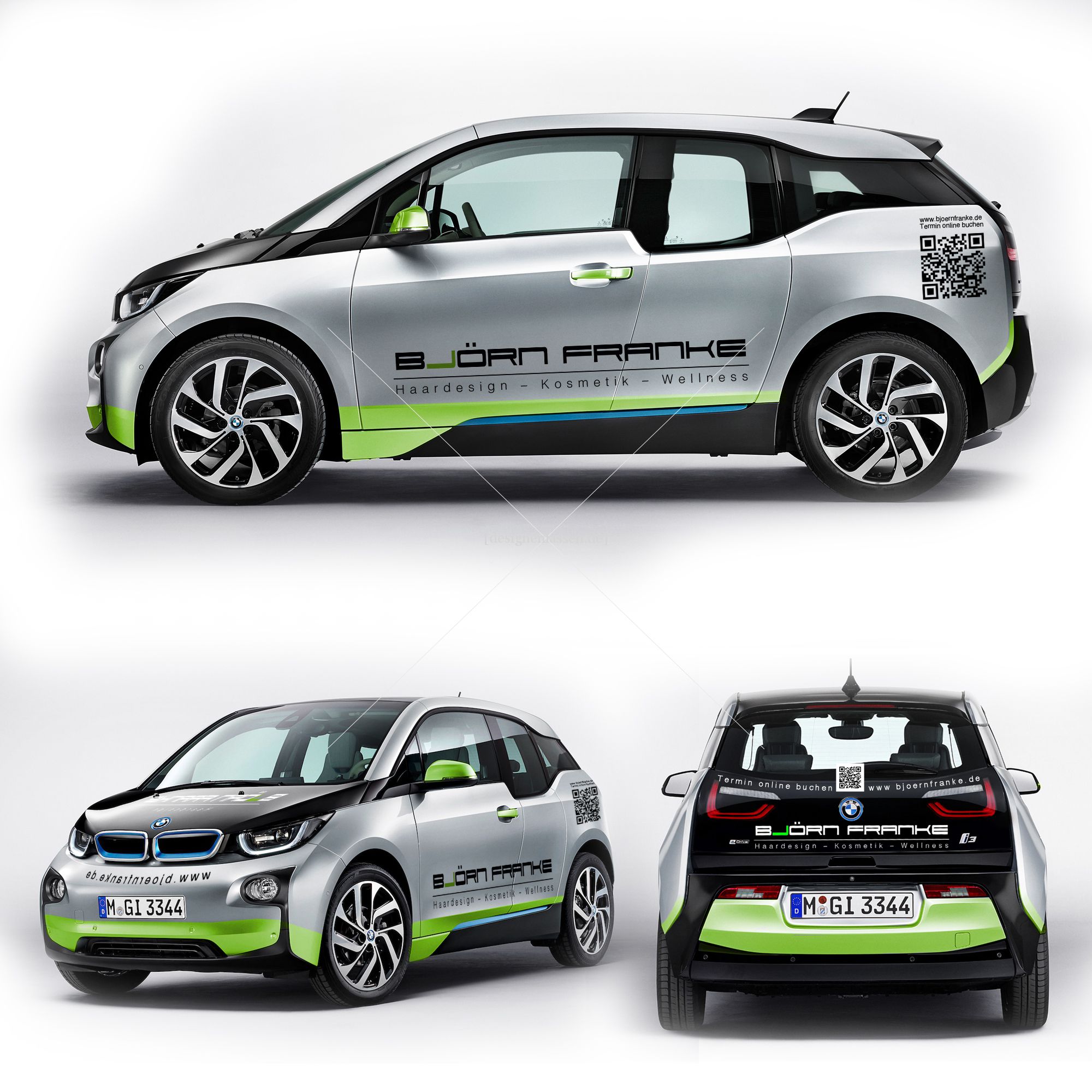 BMW i3 Autobeschriftung für Friseur Björn Franke Haardesign