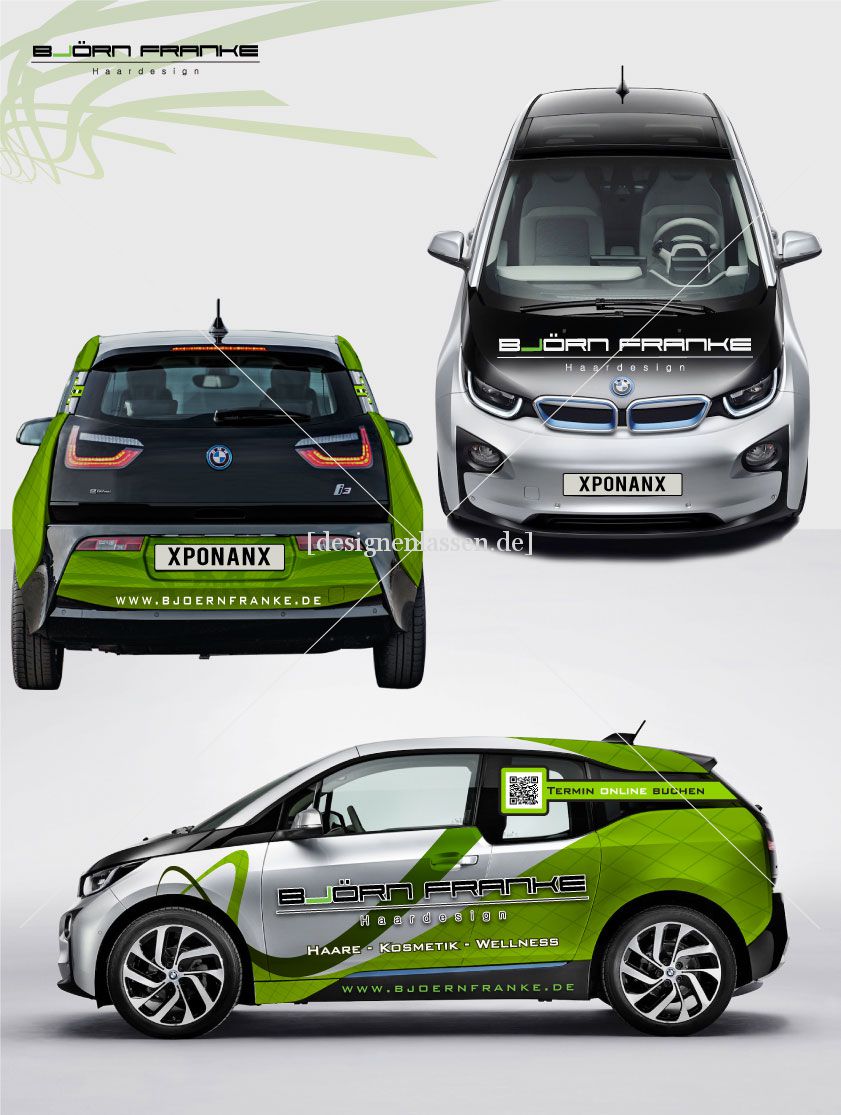 BMW i3 Autobeschriftung für Friseur Björn Franke Haardesign