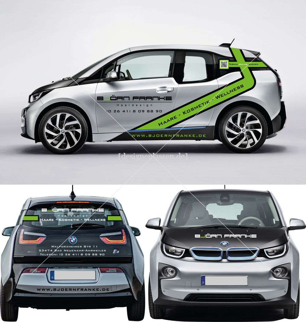 BMW i3 Autobeschriftung für Friseur Björn Franke Haardesign