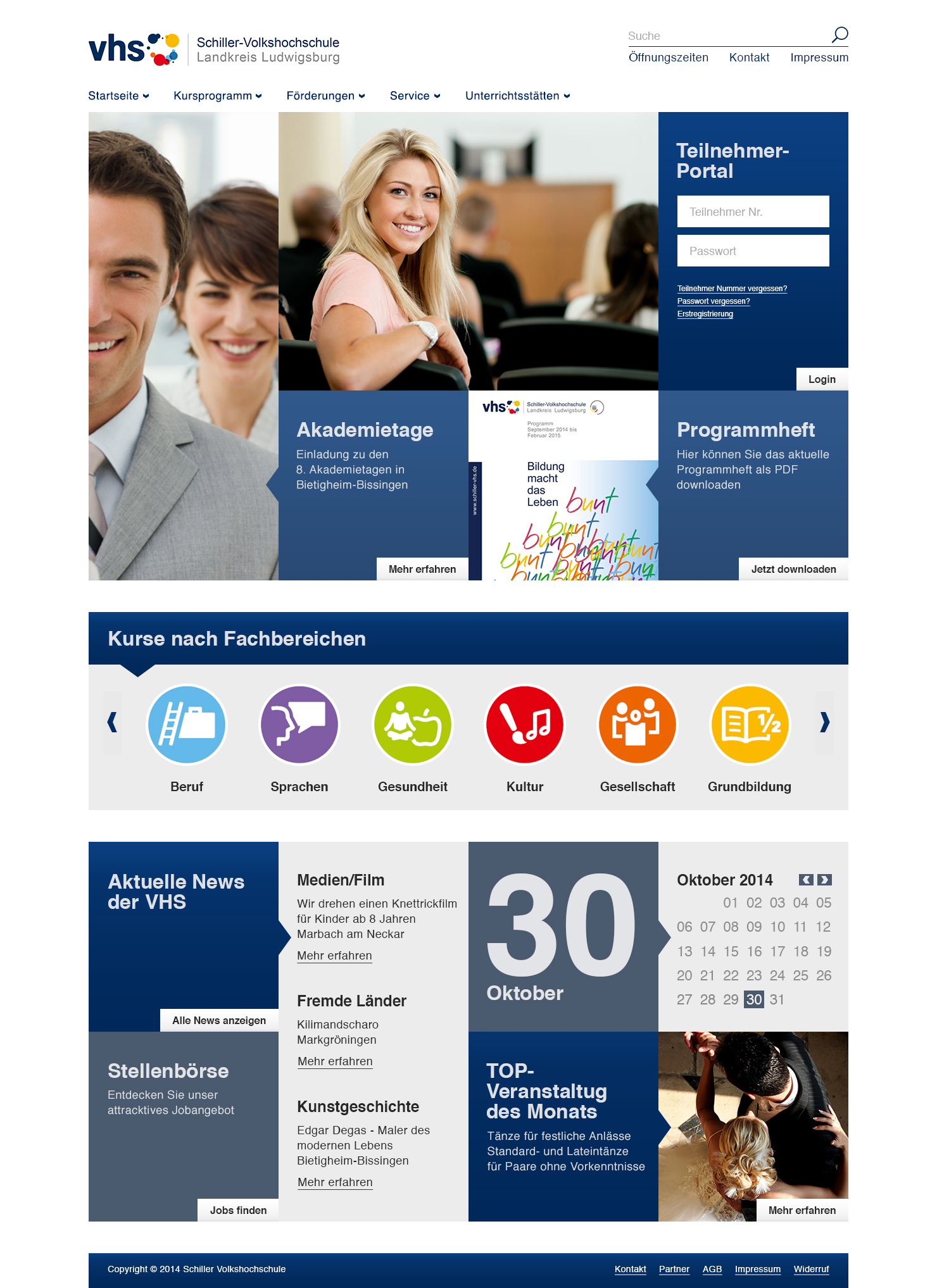 Schiller-Volkshochschule Kreis Ludwigsburg sucht neues Webdesign