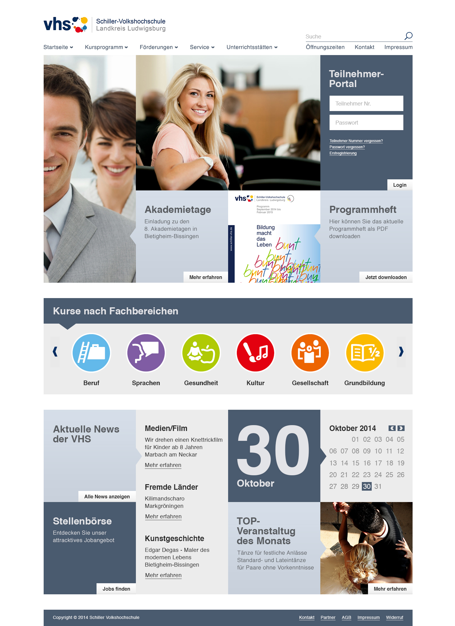 Schiller-Volkshochschule Kreis Ludwigsburg sucht neues Webdesign