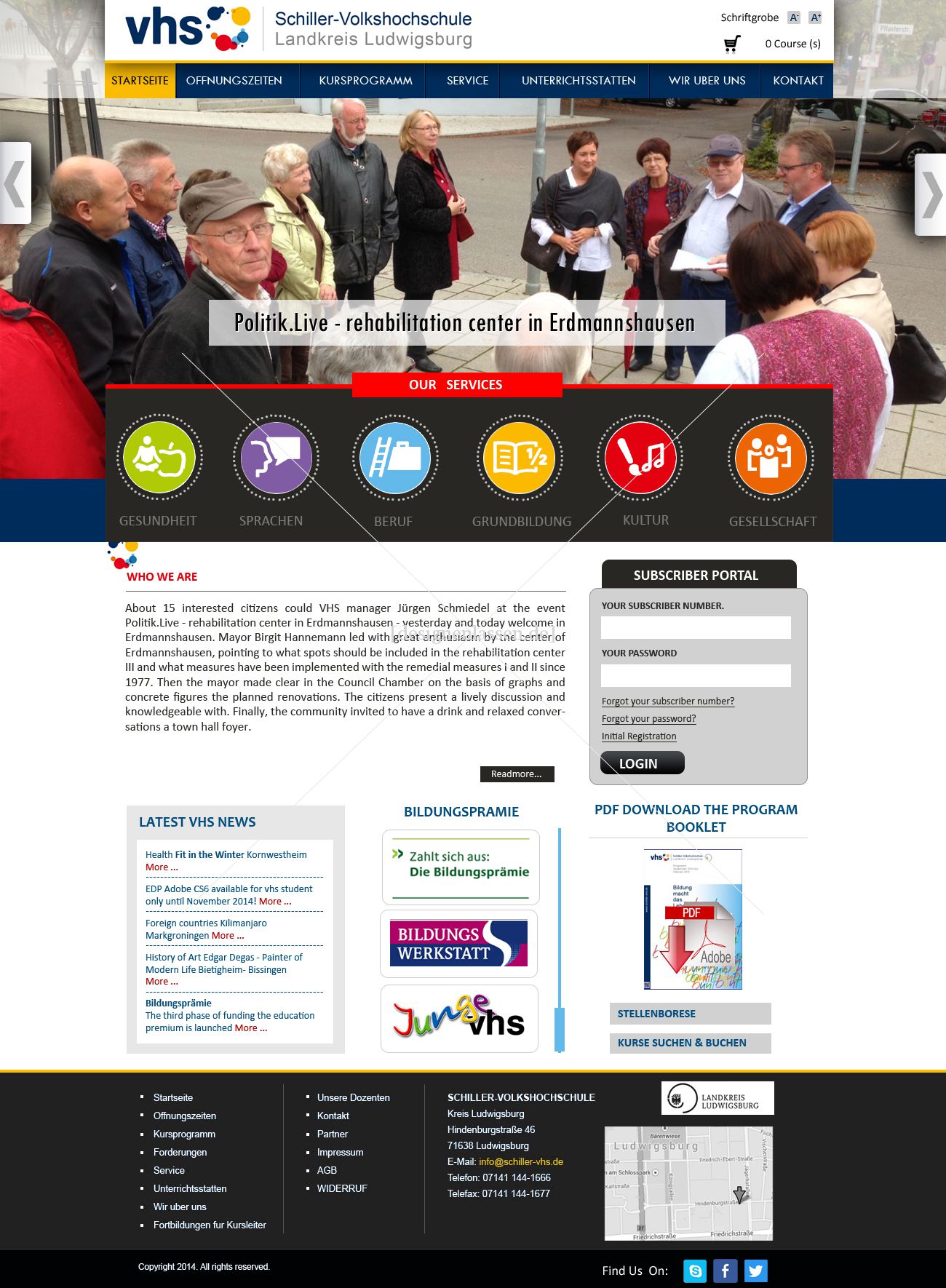 Schiller-Volkshochschule Kreis Ludwigsburg sucht neues Webdesign