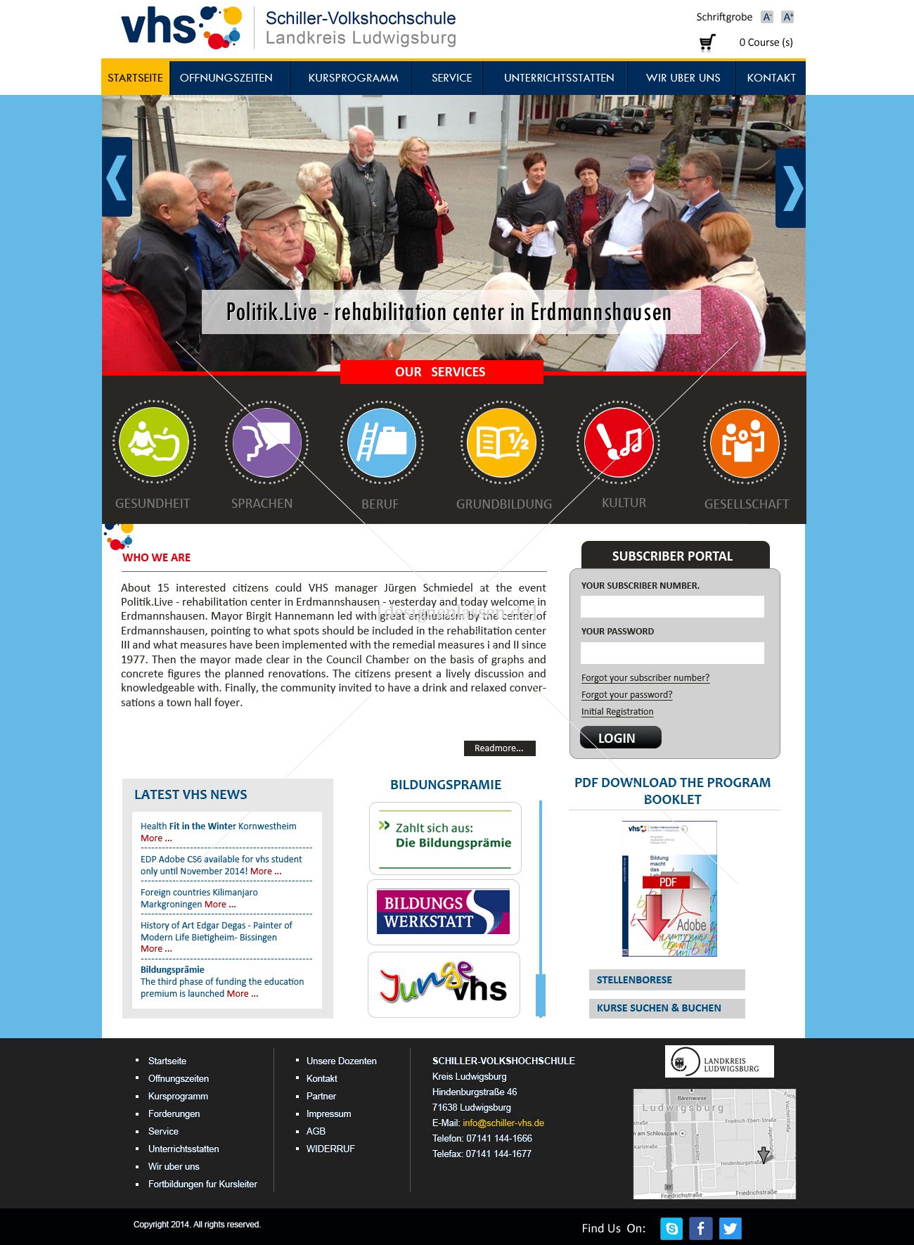 Schiller-Volkshochschule Kreis Ludwigsburg sucht neues Webdesign