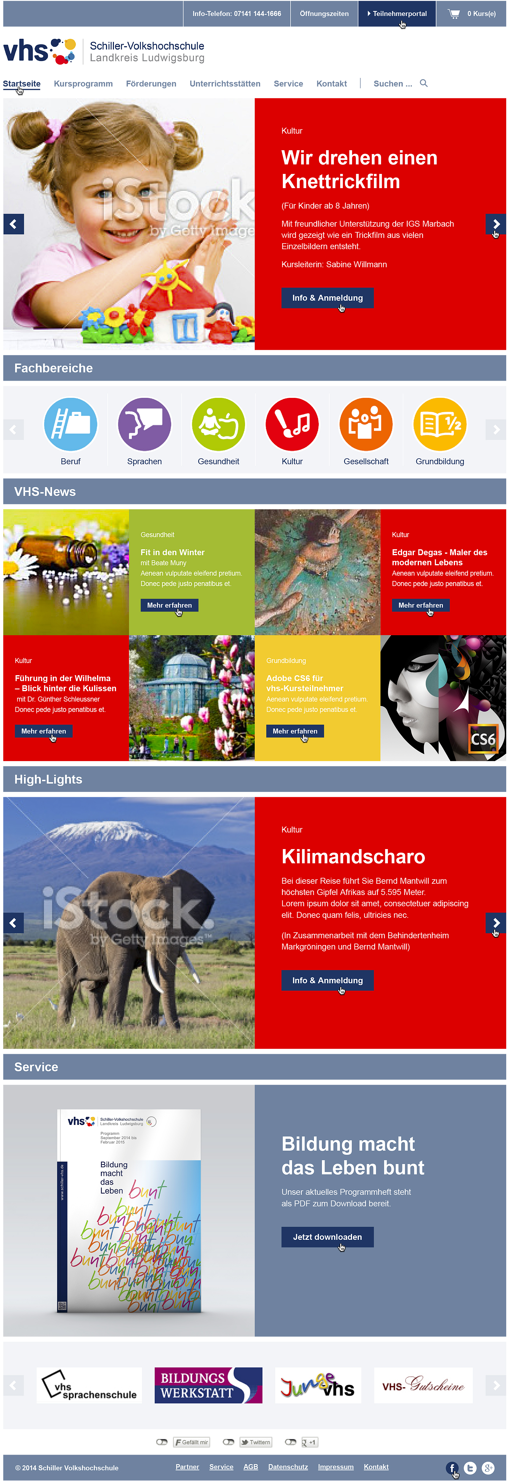 Schiller-Volkshochschule Kreis Ludwigsburg sucht neues Webdesign