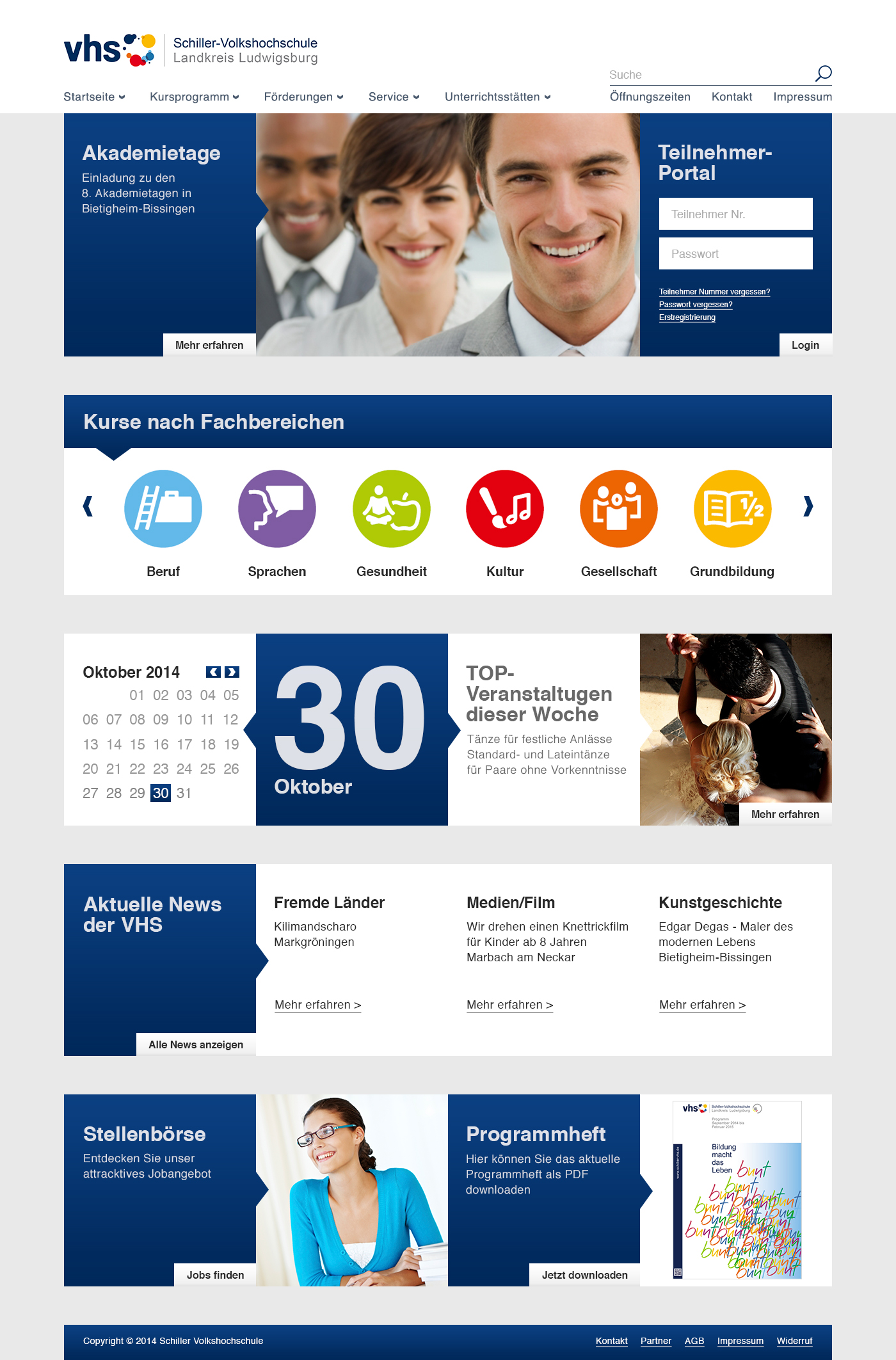 Schiller-Volkshochschule Kreis Ludwigsburg sucht neues Webdesign