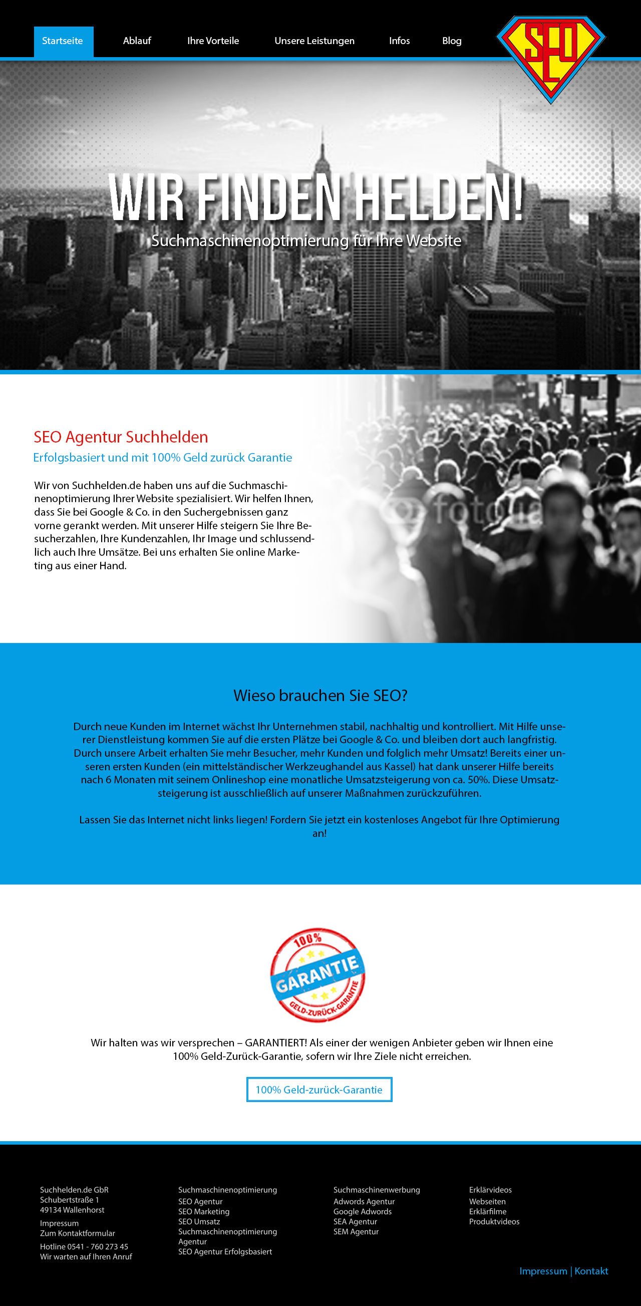 SEO Agentur www.suchhelden.de - Webseite soll neu designed werden (Start- und Unterseite)