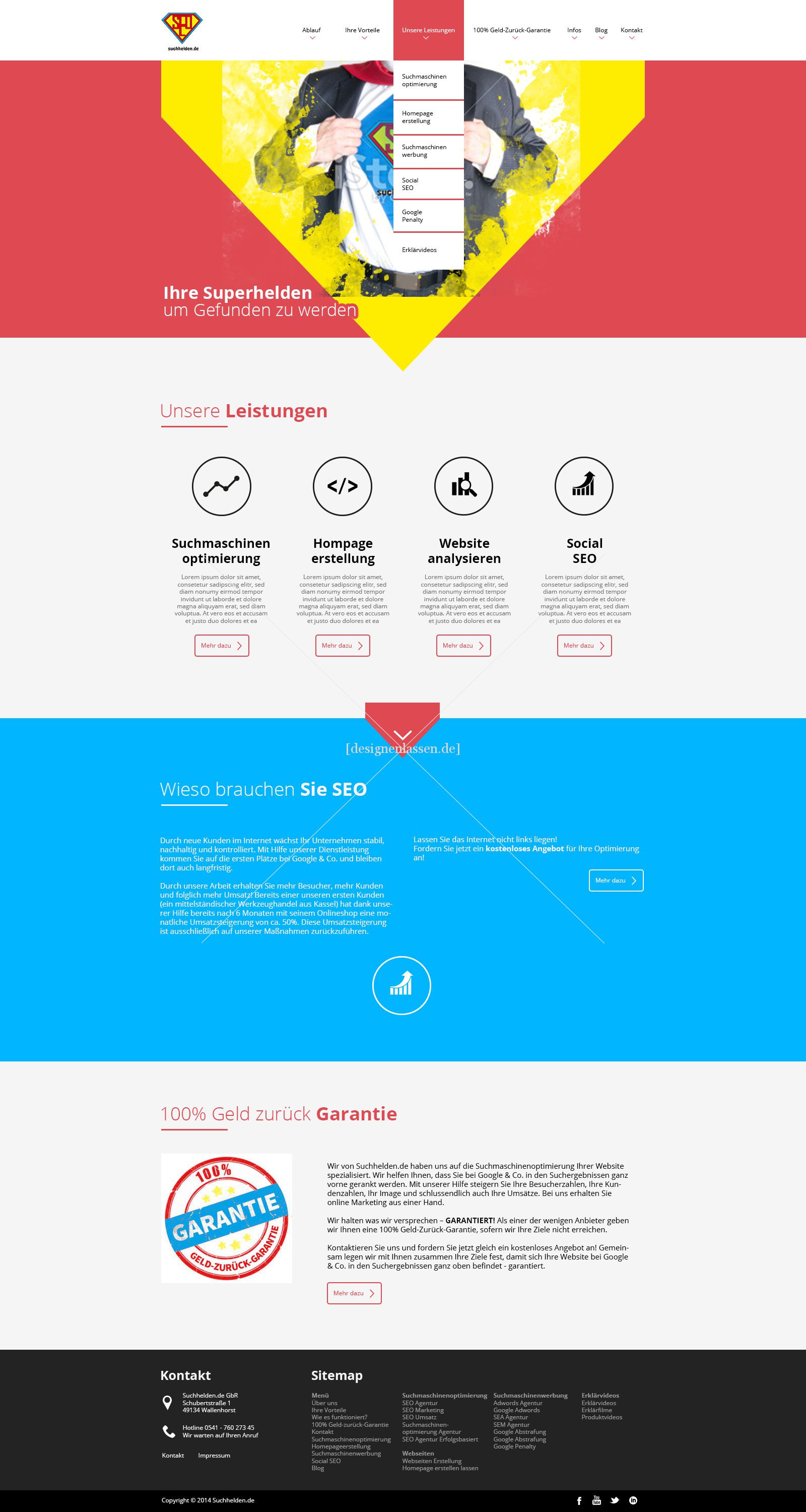 SEO Agentur www.suchhelden.de - Webseite soll neu designed werden (Start- und Unterseite)