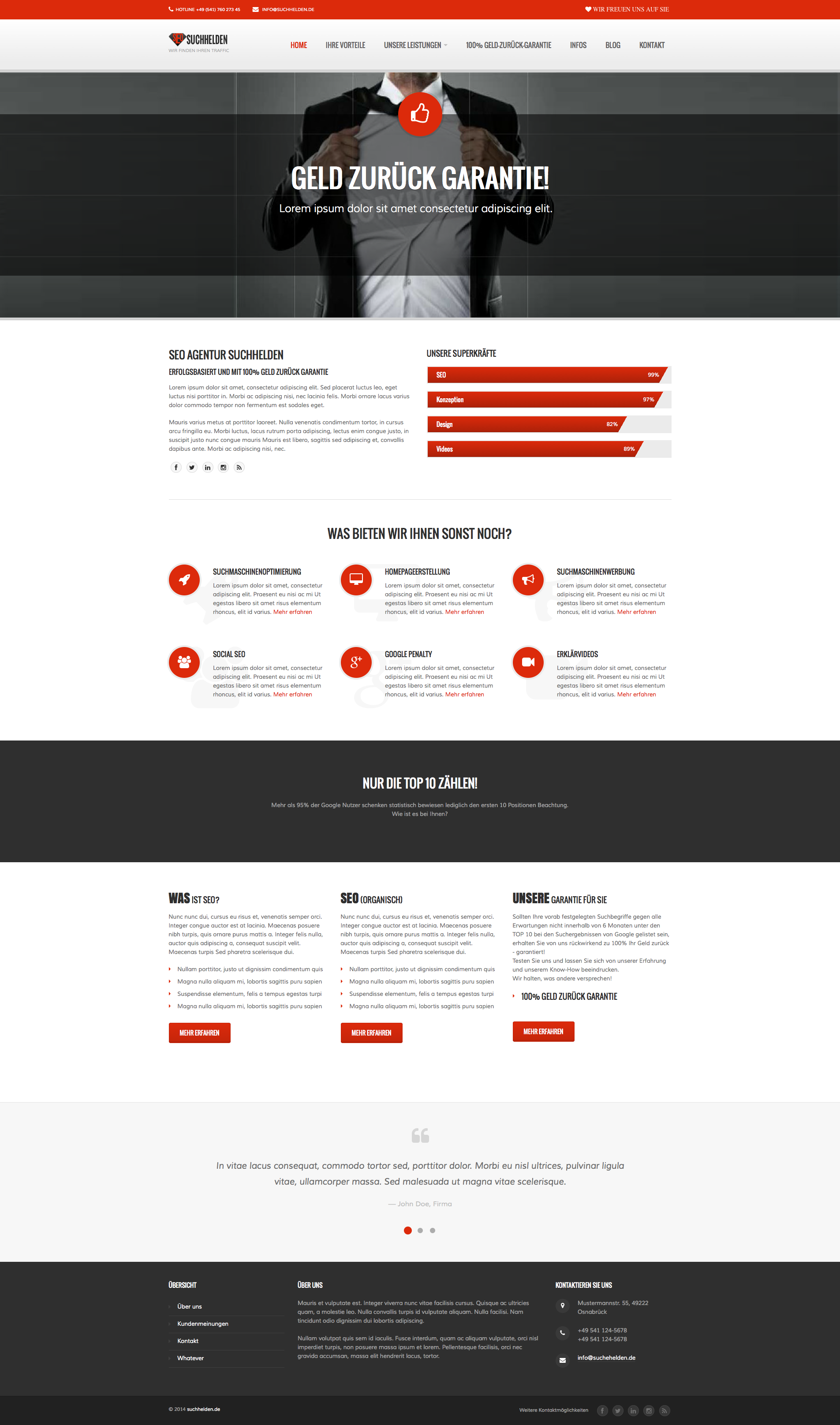 SEO Agentur www.suchhelden.de - Webseite soll neu designed werden (Start- und Unterseite)