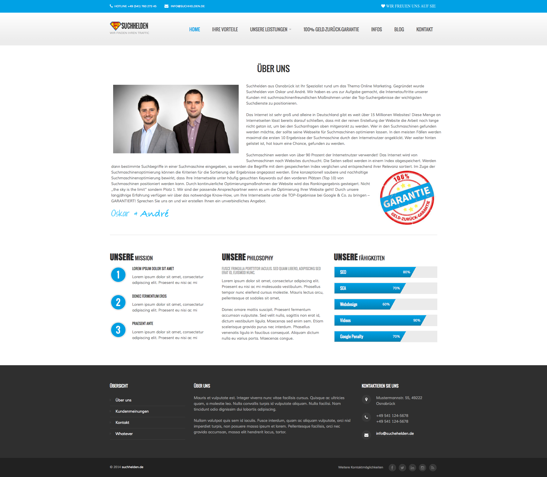 SEO Agentur www.suchhelden.de - Webseite soll neu designed werden (Start- und Unterseite)