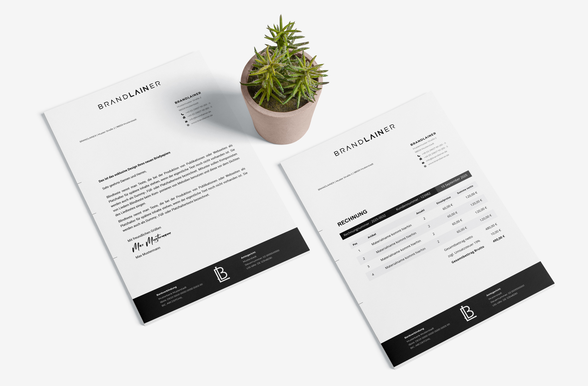Geschäftspapiere (Brief und Rechnungsvorlage) für Design und Herstellung von Holzprodukten von Marvelous, Design 3
