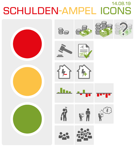 Icon-Design für ein Tool gesucht, das als Schulden-Ampel fungiert und Schuldensituation darstellen soll