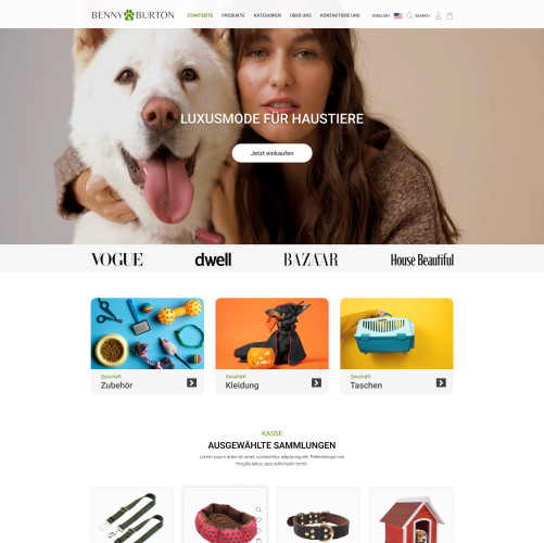 Webdesignumsetzung für ShopifyTemplate - Hundezubehör