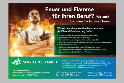 Anzeigengestaltung für Gas- und Wasserinstallationsunternehmen