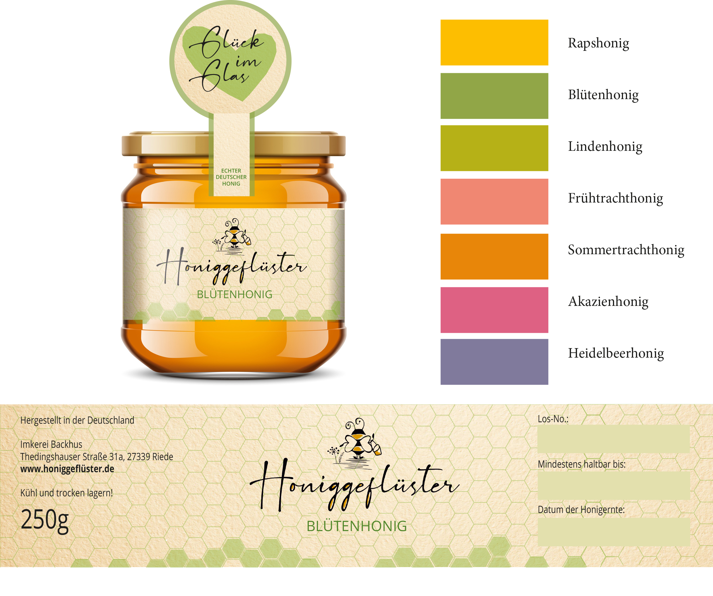 Honigaufkleber Regional - Bienen & Blumen Etiketten Für Imker